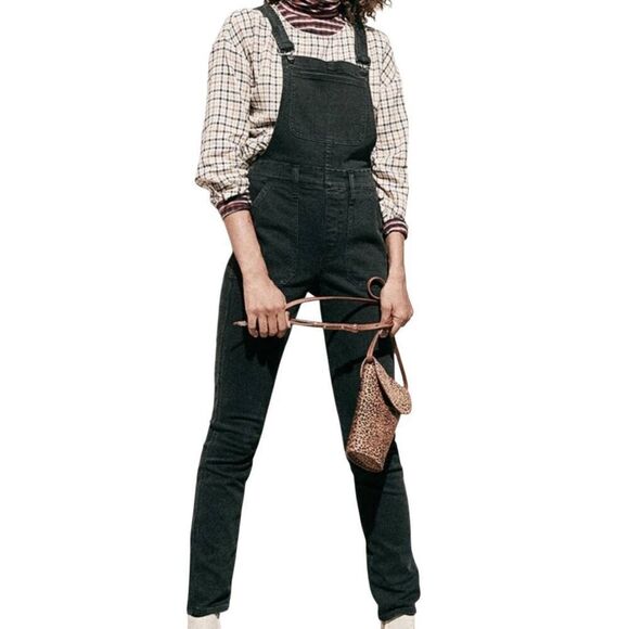Madewell Denim - Madewell Overalls Women's Medium Black Wash Skinny Slim Tapered Zip